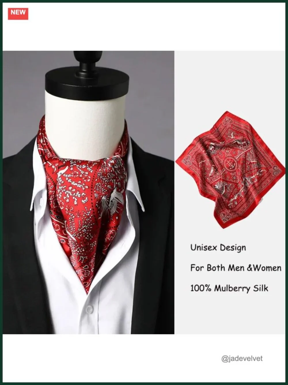 100% Mulberry Silk Square Scarf 21x21 Lightweight Neckerchief